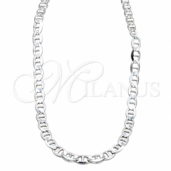 Sterling Silver Basic Necklace, Mariner Design, Polished, Silver Finish, 04.433.0013.26 (180 Gauge, 08 MM Thickness, 26 Inches Length)