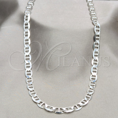 Sterling Silver Basic Necklace, Mariner Design, Polished, Silver Finish, 04.433.0013.26 (180 Gauge, 08 MM Thickness, 26 Inches Length)
