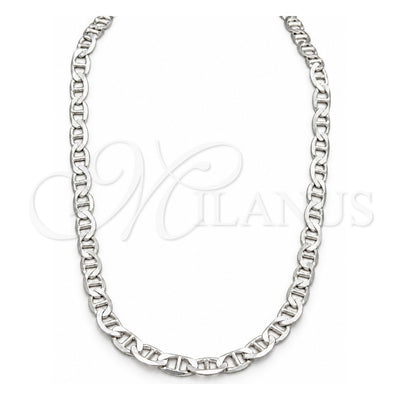 Sterling Silver Basic Necklace, Mariner Design, Polished, Silver Finish, 04.433.0013.24 (180 Gauge, 08 MM Thickness, 24 Inches Length)