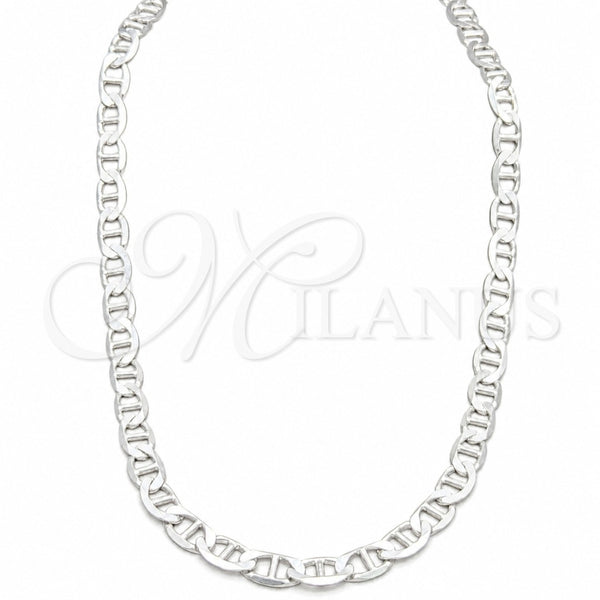 Sterling Silver Basic Necklace, Mariner Design, Polished, Silver Finish, 04.433.0013.24 (180 Gauge, 08 MM Thickness, 24 Inches Length)