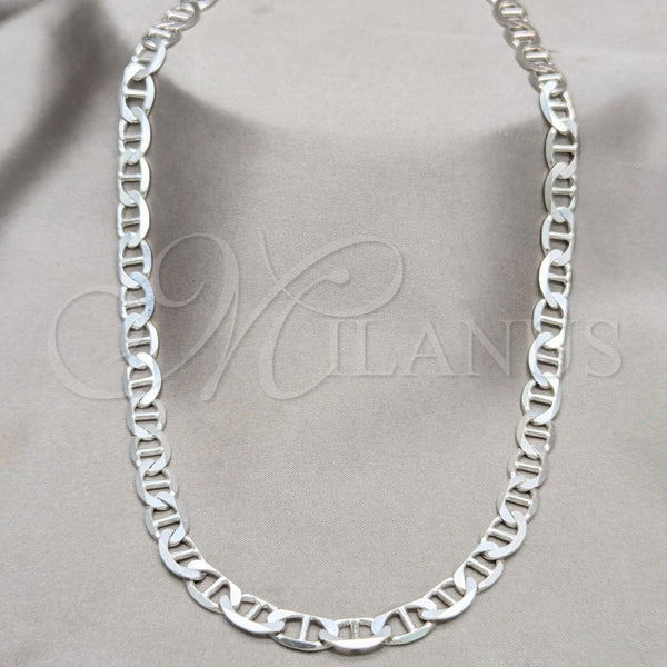 Sterling Silver Basic Necklace, Mariner Design, Polished, Silver Finish, 04.433.0013.24 (180 Gauge, 08 MM Thickness, 24 Inches Length)