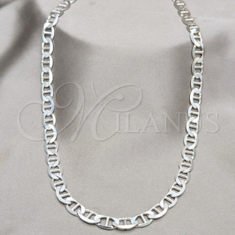 Sterling Silver Basic Necklace, Mariner Design, Polished, Silver Finish, 04.433.0013.24 (180 Gauge, 08 MM Thickness, 24 Inches Length)