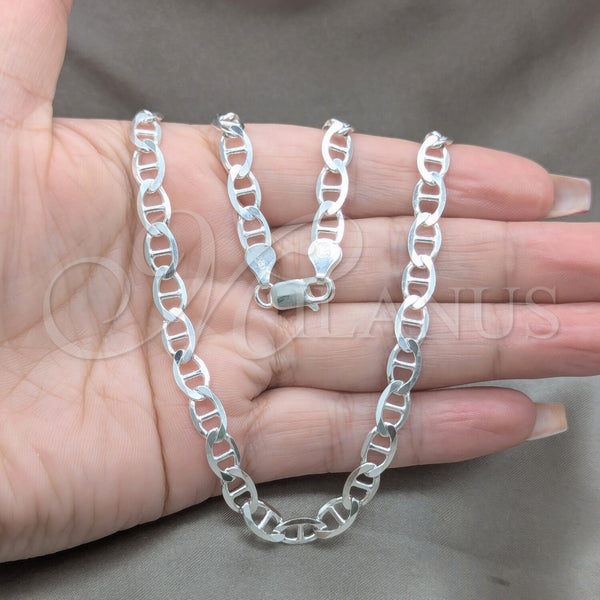 Sterling Silver Necklace — Basic Necklace Mariner Design Polished 04. Gauge Thickness — alternate product view — SKU 159981 | Plata 925 collar — básico Necklace Mariner diseño pulido 04. Gauge Thickness — SKU 159981