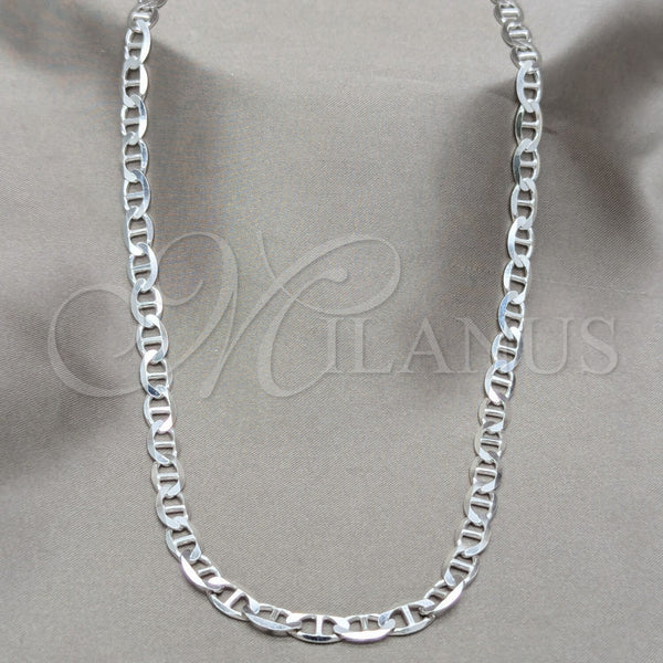 Sterling Silver Necklace — Basic Necklace Mariner Design Polished 04. Gauge Thickness — main product view — SKU 159981 | Plata 925 collar — básico Necklace Mariner diseño pulido 04. Gauge Thickness — SKU 159981
