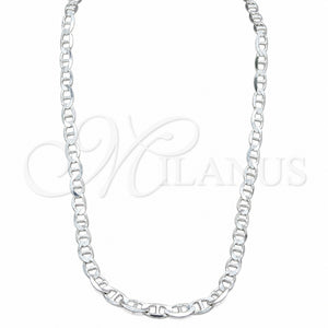 Sterling Silver Basic Necklace, Mariner Design, Polished, Silver Finish, 04.433.0014.24 (150 Gauge, Thickness, 24 Inches Length)