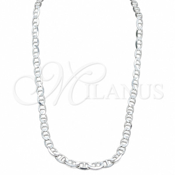 Sterling Silver Basic Necklace, Mariner Design, Polished, Silver Finish, 04.433.0014.24 (150 Gauge, Thickness, 24 Inches Length)