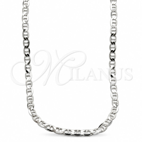 Sterling Silver Basic Necklace, Mariner Design, Polished, Silver Finish, 04.433.0014.22 (150 Gauge, Thickness, 22 Inches Length)