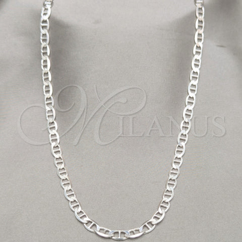 Sterling Silver Basic Necklace, Mariner Design, Polished, Silver Finish, 04.433.0015.24