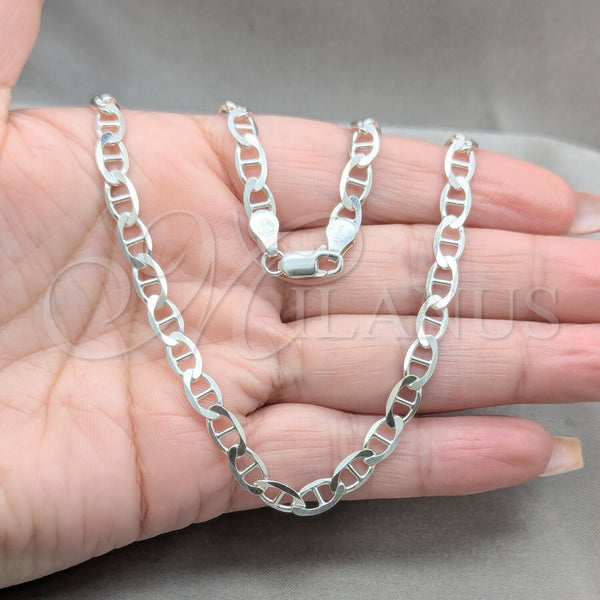 Sterling Silver Necklace — Basic Necklace Mariner Design Polished 04. Gauge Thickness — alternate product view — SKU 159985 | Plata 925 collar — básico Necklace Mariner diseño pulido 04. Gauge Thickness — SKU 159985