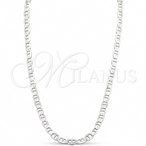Sterling Silver Basic Necklace, Mariner Design, Polished, Silver Finish, 04.433.0015.24 (120 Gauge, Thickness, 24 Inches Length)