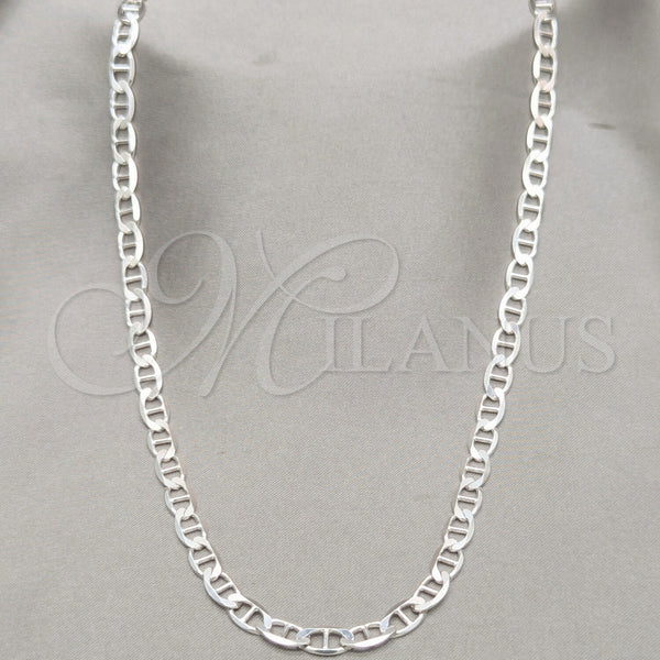 Sterling Silver Basic Necklace, Mariner Design, Polished, Silver Finish, 04.433.0015.24 (120 Gauge, Thickness, 24 Inches Length)