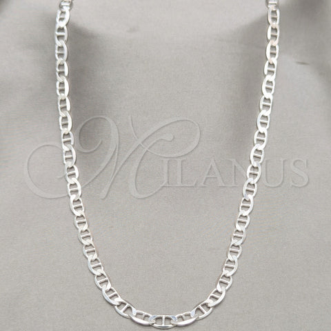 Sterling Silver Basic Necklace, Mariner Design, Polished, Silver Finish, 04.433.0015.24 (120 Gauge, Thickness, 24 Inches Length)
