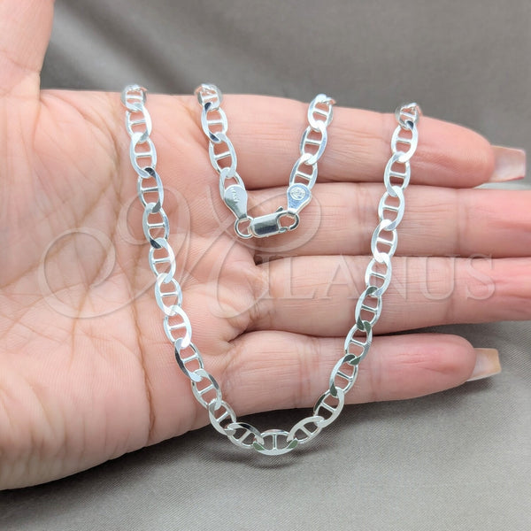 Sterling Silver Necklace — Basic Necklace Mariner Design Polished 04. Gauge Thickness — alternate product view — SKU 159986 | Plata 925 collar — básico Necklace Mariner diseño pulido 04. Gauge Thickness — SKU 159986