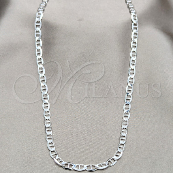 Sterling Silver Basic Necklace, Mariner Design, Polished, Silver Finish, 04.433.0015.18 (120 Gauge, Thickness, 18 Inches Length)