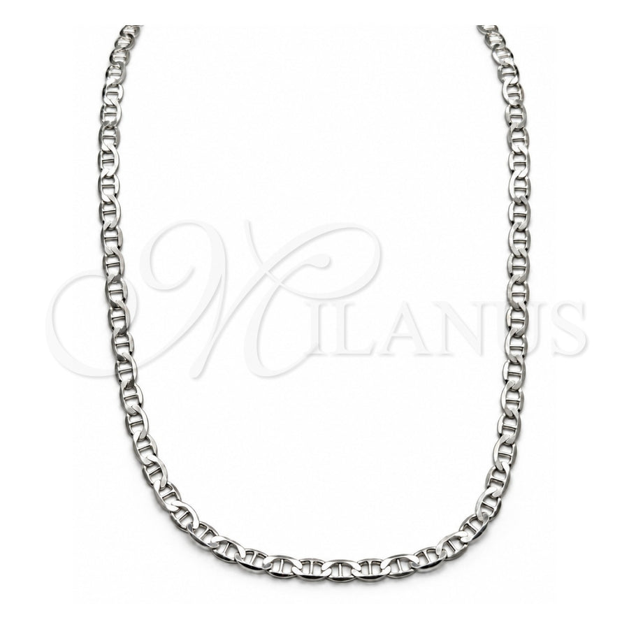 Sterling Silver Basic Necklace, Mariner Design, Polished, Silver Finish, 04.433.0016.22 (100 Gauge, Thickness, 22 Inches Length)