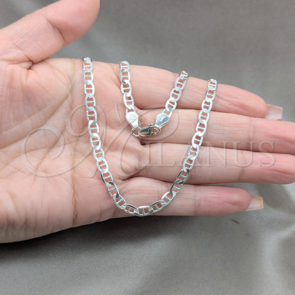 Sterling Silver Necklace — Basic Necklace Mariner Design Polished 04. Gauge Thickness — alternate product view — SKU 159992 | Plata 925 collar — básico Necklace Mariner diseño pulido 04. Gauge Thickness — SKU 159992