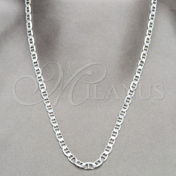 Sterling Silver Necklace — Basic Necklace Mariner Design Polished 04. Gauge Thickness — main product view — SKU 159993 | Plata 925 collar — básico Necklace Mariner diseño pulido 04. Gauge Thickness — SKU 159993