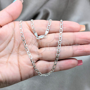 Sterling Silver Necklace — Basic Necklace Mariner Design Polished 04. 0.80 Gauge — alternate product view — SKU 160000 | Plata 925 collar — básico Necklace Mariner diseño pulido 04. 0.80 Gauge — SKU 160000