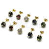 Oro Laminado Stud Earring, Gold Filled Style Ball Design, with Black Cubic Zirconia, Polished, Golden Finish, 02.342.0360