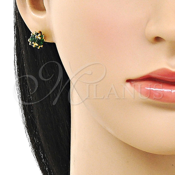 Gold Filled Ring — Stud Earring Ball Design with Green Cubic Zirconia — alternate product view — SKU 160022 | Oro Laminado anillo — Stud Earring Ball diseño with Green Cubic Zirconia — SKU 160022
