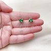 Oro Laminado Stud Earring, Gold Filled Style Ball Design, with Green Cubic Zirconia, Polished, Golden Finish, 02.342.0360.1