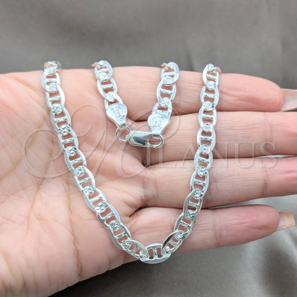 Sterling Silver Necklace — Basic Necklace Mariner Design Diamond Cutting 04. Gauge — alternate product view — SKU 160026 | Plata 925 collar — básico Necklace Mariner diseño Diamond Cutting 04. Gauge — SKU 160026