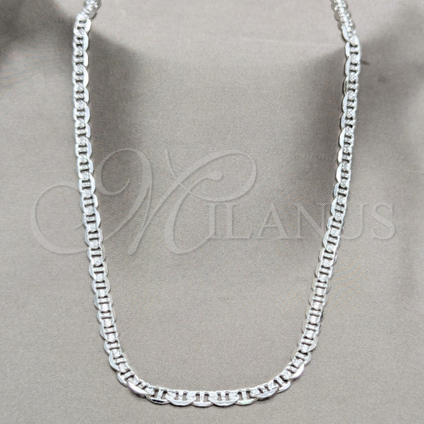 Sterling Silver Basic Necklace, Mariner Design, Diamond Cutting Finish, Silver Finish, 04.431.0006.24