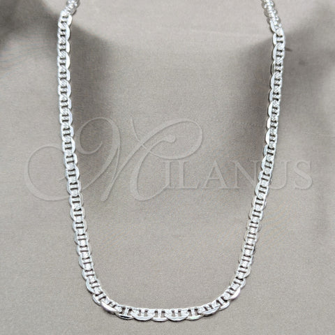 Sterling Silver Basic Necklace, Mariner Design, Diamond Cutting Finish, Silver Finish, 04.431.0006.24