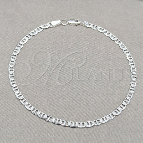 Sterling Silver Basic Anklet, Mariner Design, Polished, Silver Finish, 03.431.0007.10