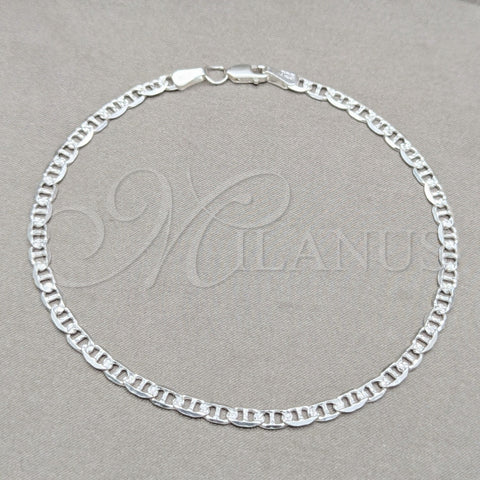 Sterling Silver Basic Anklet, Mariner Design, Polished, Silver Finish, 03.431.0007.10
