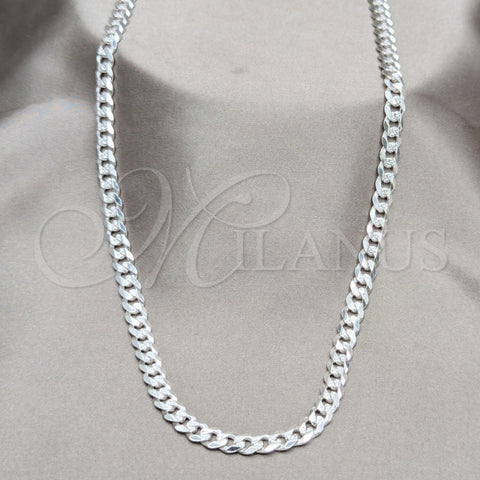 Sterling Silver Basic Necklace, Pave Cuban Design, Polished, Silver Finish, 04.431.0008.20