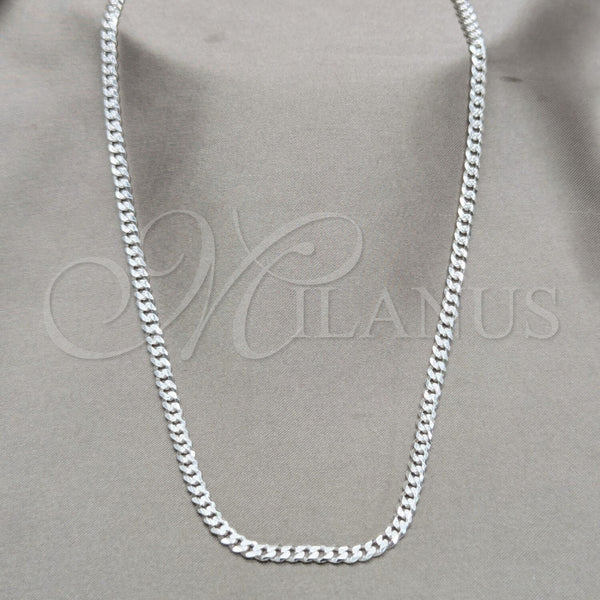 Sterling Silver Basic Necklace, Pave Cuban Design, Polished, Silver Finish, 04.431.0010.20