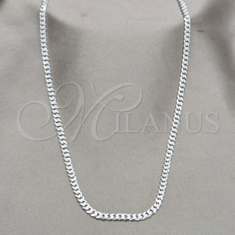 Sterling Silver Basic Necklace, Pave Cuban Design, Polished, Silver Finish, 04.431.0010.20