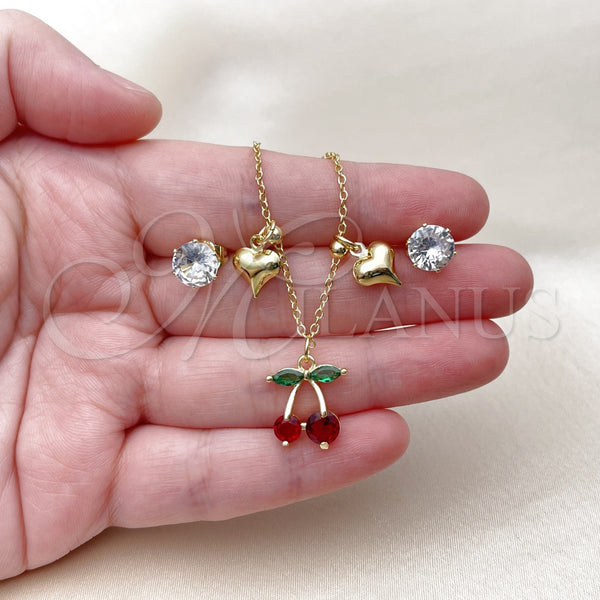 Gold Filled Ring — Earring and Pendant Adult Set Cherry and Heart — alternate product view — SKU 160052 | Oro Laminado anillo — Earring and Pendant Adult Set Cherry and corazón — SKU 160052