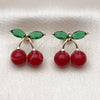 Gold Filled Ring — Stud Earring Cherry Design with Garnet Pearl and — alternate product view — SKU 160064 | Oro Laminado anillo — Stud Earring Cherry diseño with Garnet Pearl and — SKU 160064