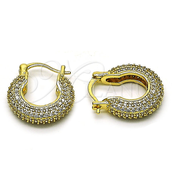 Oro Laminado Small Hoop, Gold Filled Style with White Cubic Zirconia, Polished, Golden Finish, 02.283.0257.20