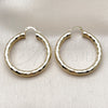 Oro Laminado Medium Hoop, Gold Filled Style Hollow Design, Diamond Cutting Finish, Golden Finish, 02.213.0310.40