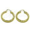 Oro Laminado Medium Hoop, Gold Filled Style Hollow Design, Diamond Cutting Finish, Golden Finish, 02.213.0310.40