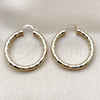 Oro Laminado Medium Hoop, Gold Filled Style Hollow Design, Diamond Cutting Finish, Golden Finish, 02.213.0310.40
