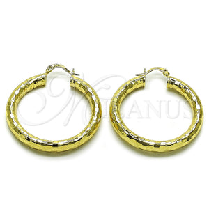 Gold Filled Hoop Earrings — Medium Hoop Hollow Design Diamond Cutting 02. — main product view — SKU 160070 | Oro Laminado aretes de aro — Medium Hoop Hollow diseño Diamond Cutting 02. — SKU 160070