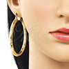 Oro Laminado Large Hoop, Gold Filled Style Hollow Design, Diamond Cutting Finish, Golden Finish, 02.213.0310.60