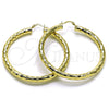 Oro Laminado Large Hoop, Gold Filled Style Hollow Design, Diamond Cutting Finish, Golden Finish, 02.213.0310.60
