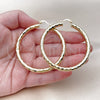 Oro Laminado Large Hoop, Gold Filled Style Hollow Design, Diamond Cutting Finish, Golden Finish, 02.213.0310.60