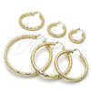 Oro Laminado Large Hoop, Gold Filled Style Hollow Design, Diamond Cutting Finish, Golden Finish, 02.213.0310.60