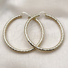 Oro Laminado Extra Large Hoop, Gold Filled Style Hollow Design, Diamond Cutting Finish, Golden Finish, 02.213.0310.70