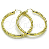 Oro Laminado Extra Large Hoop, Gold Filled Style Hollow Design, Diamond Cutting Finish, Golden Finish, 02.213.0310.70