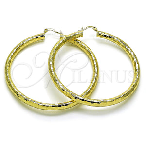 Gold Filled Hoop Earrings — Extra Large Hoop Hollow Design Diamond Cutting 02. — main product view — SKU 160073 | Oro Laminado aretes de aro — Extra Large Hoop Hollow diseño Diamond Cutting 02. — SKU 160073