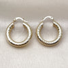 Oro Laminado Small Hoop, Gold Filled Style Hollow Design, Diamond Cutting Finish, Golden Finish, 02.170.0310.25