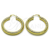 Oro Laminado Medium Hoop, Gold Filled Style Hollow Design, Diamond Cutting Finish, Golden Finish, 02.170.0310.40