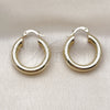Oro Laminado Small Hoop, Gold Filled Style Hollow Design, Diamond Cutting Finish, Golden Finish, 02.213.0812.25
